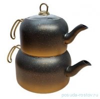 Набор чайников 2 предмета (1,2 л; 2,5 л) антипригарное покрытие чёрные &quot;TEAPOT SETS /GOLD&quot; / 284124
