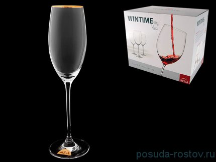 Бокалы для шампанского 240 мл 6 шт &quot;Wintime /Золотая отводка&quot; / 088027