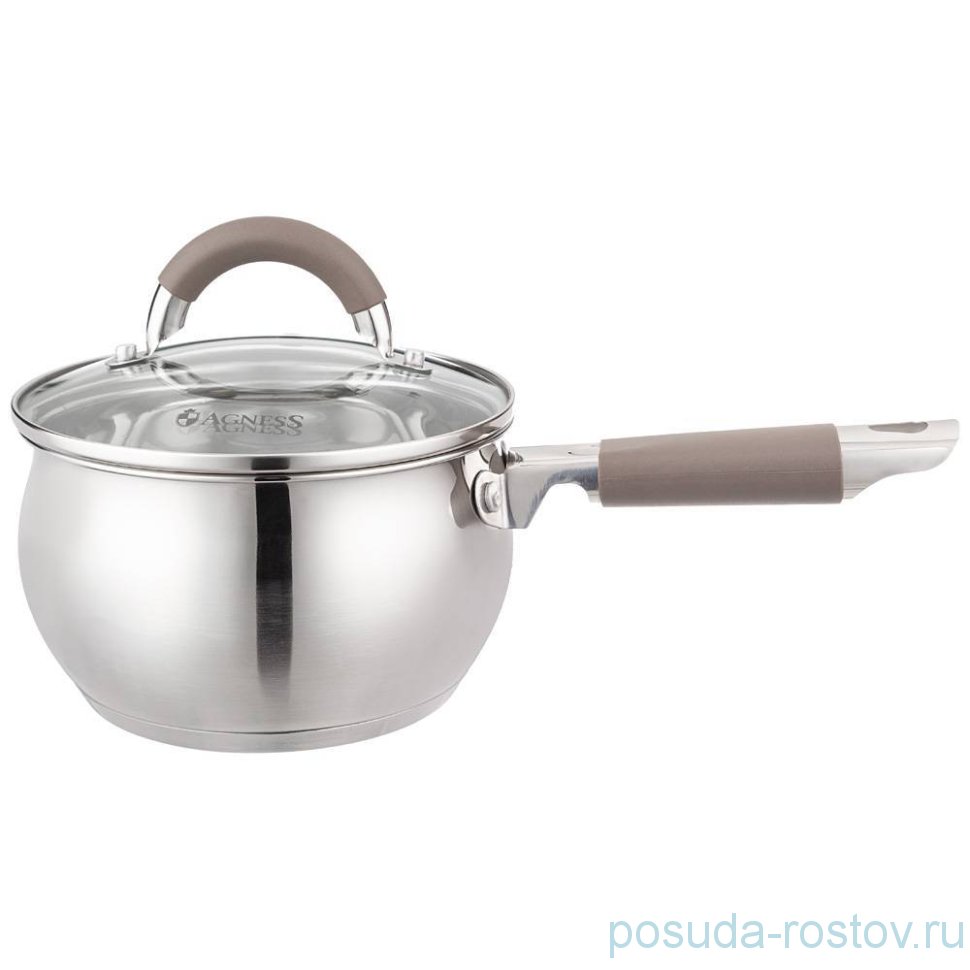 Ковш 16 х 9,5 см со стеклянной крышкой 1,9 л "Apple" кофейная ручка / 275422