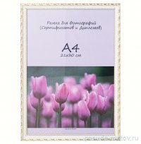 Фоторамка 21 х 30 см /рамка белый с золотом / 328855