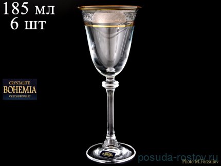 Бокалы для белого вина 185 мл 6 шт &quot;Александра /Цветочный узор на платине&quot; / 036342