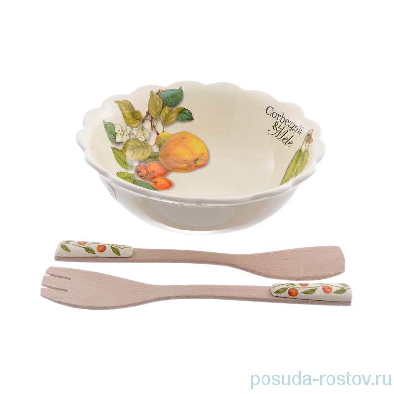 Салатник 25 см с ложками "Artigianato ceramico /Груша" / 156815