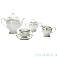 Чайный сервиз на 6 персон 15 предметов &quot;Камила /Зеленый цветочек&quot; / 054796
