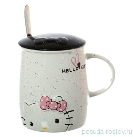 Кружка 400 мл с крышкой и ложкой &quot;Hello Kitty&quot; / 140360