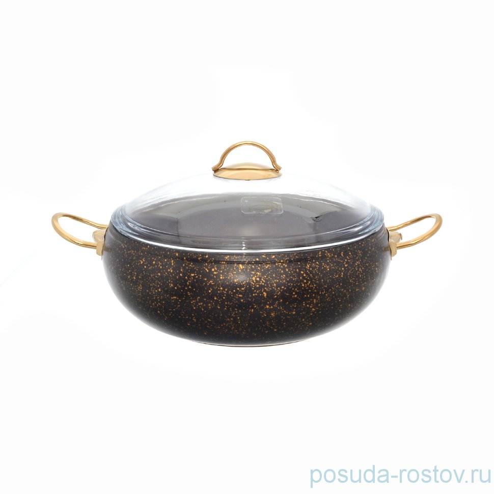 Кастрюля 28 см с крышкой антипригарное покрытие чёрная "Leydi /Repast" / 236541