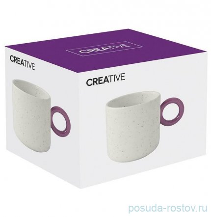 Кружка 350 мл бело-фиолетовая &quot;Creative&quot; (подарочная упаковка) / 333797
