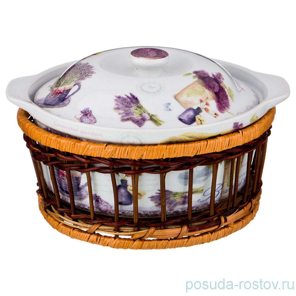 Блюдо 18 х 8 см с крышкой 1,2 л "лаванда" / 194421