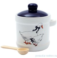 Банка для сыпучих продуктов с ложкой (13 х 11 х 12 см) &quot;Гуси&quot; / 130080
