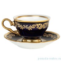 Кофейная пара 120 мл 1 шт &quot;Анжелика /Золотые вензеля /Кобальт&quot; / 159507