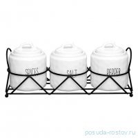 Набор банок для сыпучих продуктов 9 х 11 см 3 шт  на подставке &quot;kitchen&quot; / 360107
