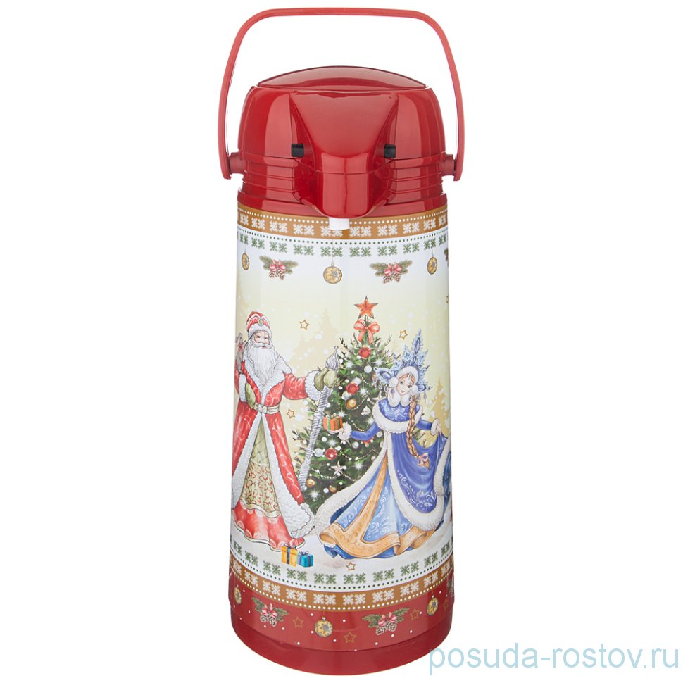 Термос 1,9 л со стеклянной колбой и помпой "Agness /Christmas collection" / 225309