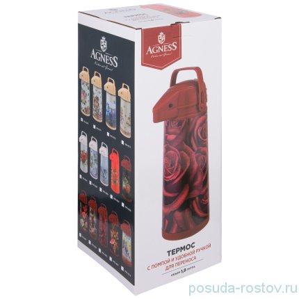 Термос 1,9 л со стеклянной колбой и помпой &quot;Agness /Christmas collection&quot; / 225309