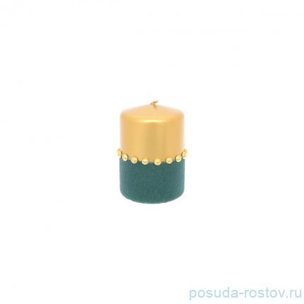 Свеча классическая 10 х 7 см &quot;Goldie&quot; (металлик золотой/велюр зеленый) / 229309