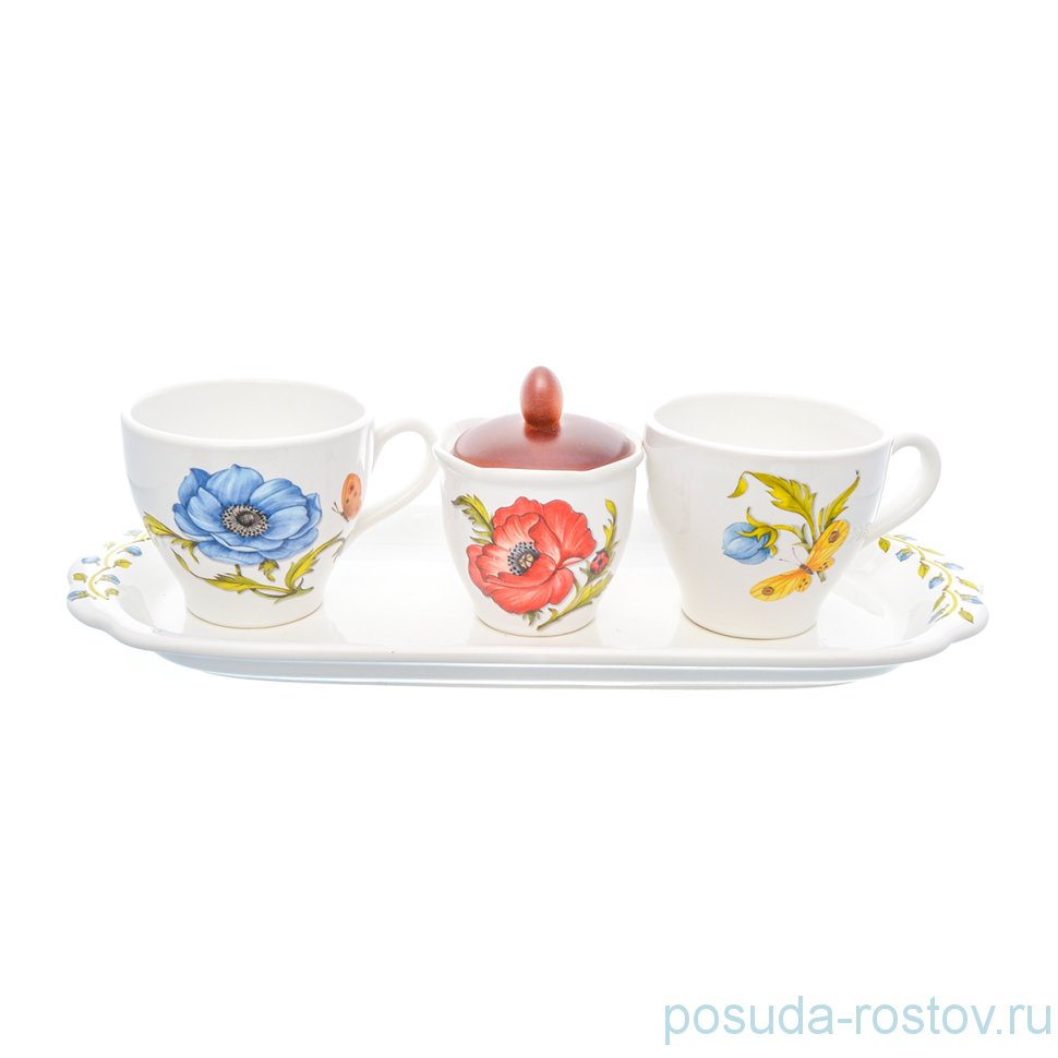 Чайный набор на 2 персоны 5 предметов "Artigianato ceramico /Ботанический сад" / 228184