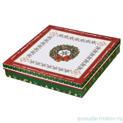 Салатник 33 х 33 х 5 см квадратный &quot;Christmas Collection /Снежинка красная&quot; / 192449