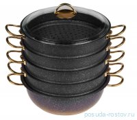 Мантоварка 32 х 10 см с антипригарным покрытием 5,8 л черно-золотая &quot;GRANITE COUSCOUS PAN SET /GOLD&quot; / 295699