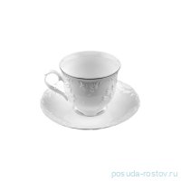 Набор кофейных пар 170 мл 6 шт &quot;Рококо /Отводка платина&quot; (блюдце 12,5 см) / 264393