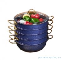 Мантоварка 32 х 10 см с антипригарным покрытием 6,4 л синяя &quot;GRANITE COUSCOUS PAN SET /GOLD&quot; / 295703