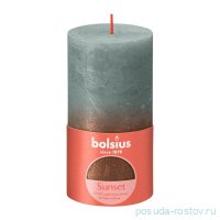Свеча Рустик 13 х 6,8 см &quot;Sunset /Зелёный эвкалипт + медь /Bolsius&quot; (время горения 60 ч) / 278289