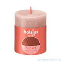 Свеча Рустик 8 х 6,8 см &quot;Sunset /Мистический розовый + янтарь /Bolsius&quot; (время горения 35 ч) / 278293