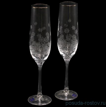 Бокалы для шампанского 190 мл 2 шт &quot;Виола /Снежинки / Отводка платина&quot; / 143478