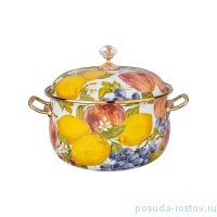 Кастрюля 20 см с крышкой эмалированная 3,8 л &quot;Agness /Фландрия /Фрукты&quot; / 225323