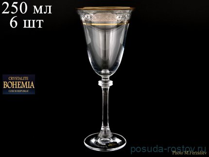 Бокалы для красного вина 250 мл 6 шт &quot;Александра /Цветочный узор на платине&quot; / 036348