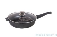 Сковорода 24 см со стеклянной крышкой съемная ручка антипригарное покрытие &quot;Мечта /Гранит /Black&quot; / 167757