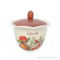 Банка для сыпучих продуктов 16 см с деревянной крышкой Лук &quot;Artigianato ceramico /Гранат&quot; / 232982