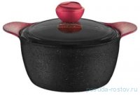 Кастрюля 24 х 13 см стеклянная крышка антипригарное покрытие 4,55 л черная &quot;GRANITE SINGLES&quot; / 295735