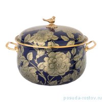 Кастрюля 22 см с крышкой эмалированная 4,8 л чёрная &quot;agness /золотые цветы&quot; / 196415