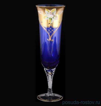Бокалы для шампанского 190 мл 6 шт &quot;Лепка синяя&quot; крученная ножка / 092528