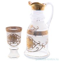 Набор для воды 7 предметов (кувшин + 6 стаканов)  &quot;Богемия /Королевский /Антик золото /Milanovicova&quot; / 147260