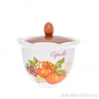 Банка для сыпучих продуктов 16 см с деревянной крышкой Лук &quot;Artigianato ceramico /Апельсин и роза&quot; / 228259