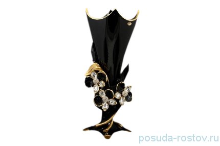 Ваза для цветов н/н чёрная &quot;Cevik /Цветы со стразами&quot; / 071089