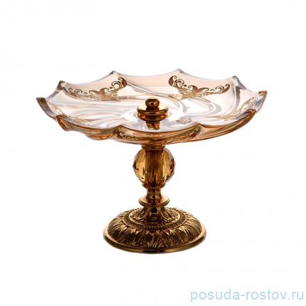 Ваза для фруктов 21 x 21 x 14 cм н/н &quot;Розаперла /Золотая&quot; / 101546