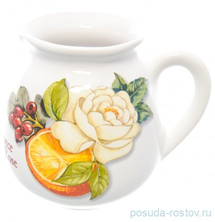 Молочник 400 мл 10 см &quot;Artigianato ceramico /Апельсин и роза&quot; / 228266