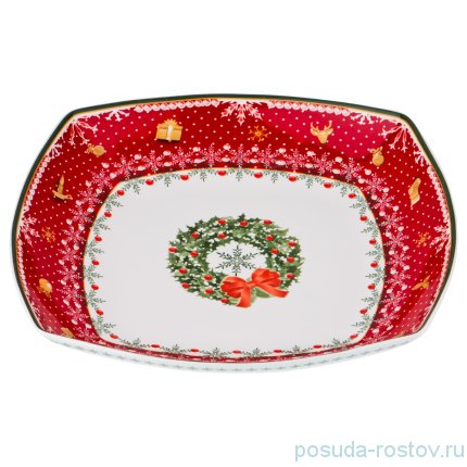 Салатник 33 х 33 х 5 см квадратный &quot;Christmas Collection /Венок&quot; / 192451