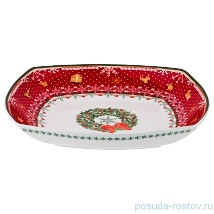 Салатник 33 х 33 х 5 см квадратный &quot;Christmas Collection /Венок&quot; / 192451