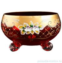 Конфетница 16 см на 3-х ножках красная &quot;Лепка сеточка&quot; / 096870