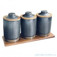 Набор банок для сыпучих продуктов 900 мл 3 шт на подставке &quot;Wood&quot; (подарочная упаковка)  / 368522