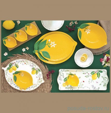 Набор для закусок 3 предмета на подставке жёлтые &quot;Лимон /Fleurs et Citrons&quot; / 369089