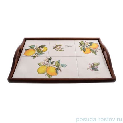 Поднос 48 х 33 см прямоугольный &quot;Artigianato ceramico /Лимоны&quot; / 156801