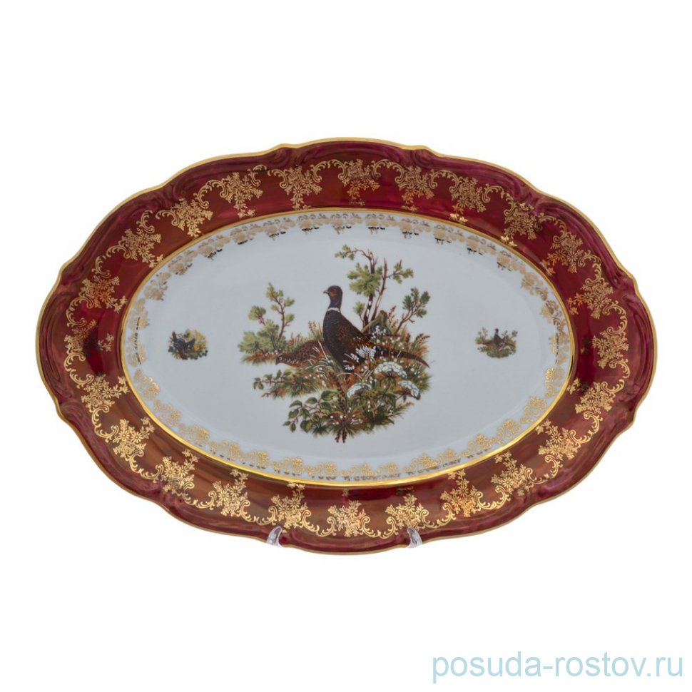 Блюдо 38 см овальное "Мария-Тереза /Охота красная" R-L / 277305