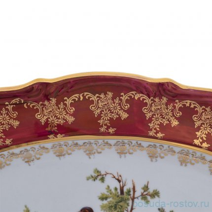Блюдо 38 см овальное &quot;Мария-Тереза /Охота красная&quot; R-L / 277305