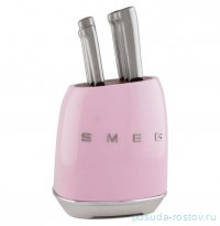 Набор кухонных ножей 6 предметов на подставке розовые Smeg  / 369832
