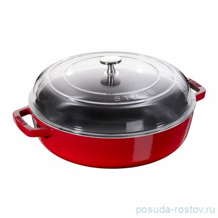 Сотейник 26 см со стеклянной крышкой 3,2 л вишневый &quot;STAUB&quot; / 233883