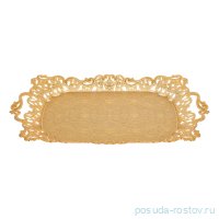 Поднос 35 см прямоугольный с ручками золотой / 287696