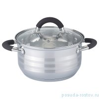 Кастрюля 16 х 9,5 см со стеклянной крышкой силиконовые ручки индукция 1,9 л &quot;Agness&quot; / 196227