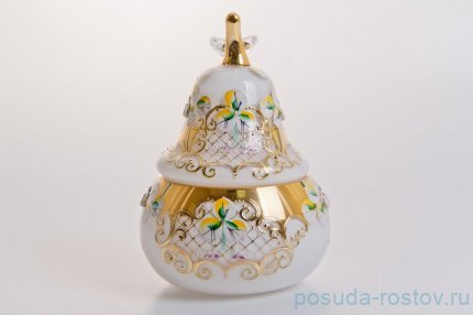Вазочка с крышкой - груша &quot;Лепка белая&quot; маленькая / 046754
